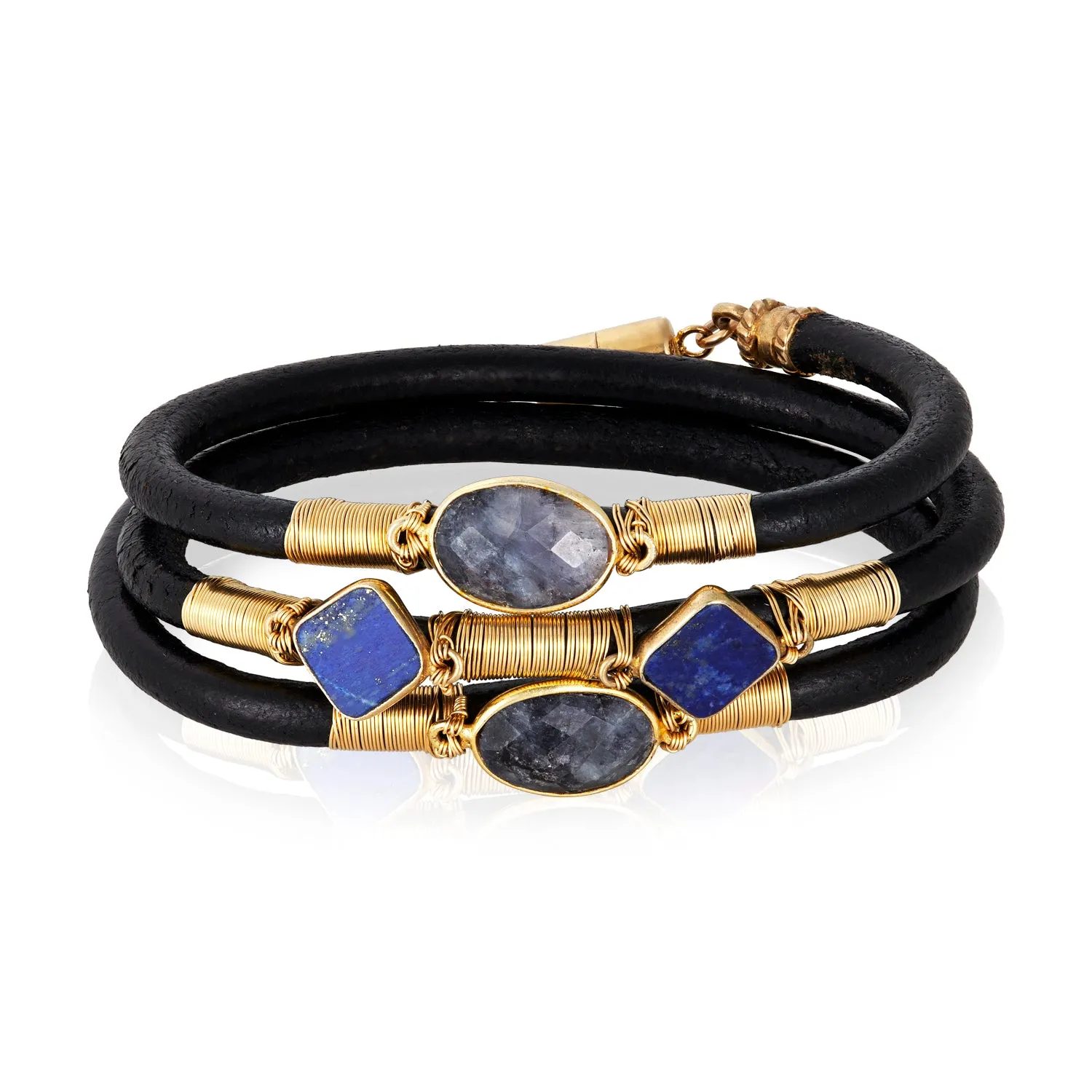 Love in Blue Triple Leather Bracelet
