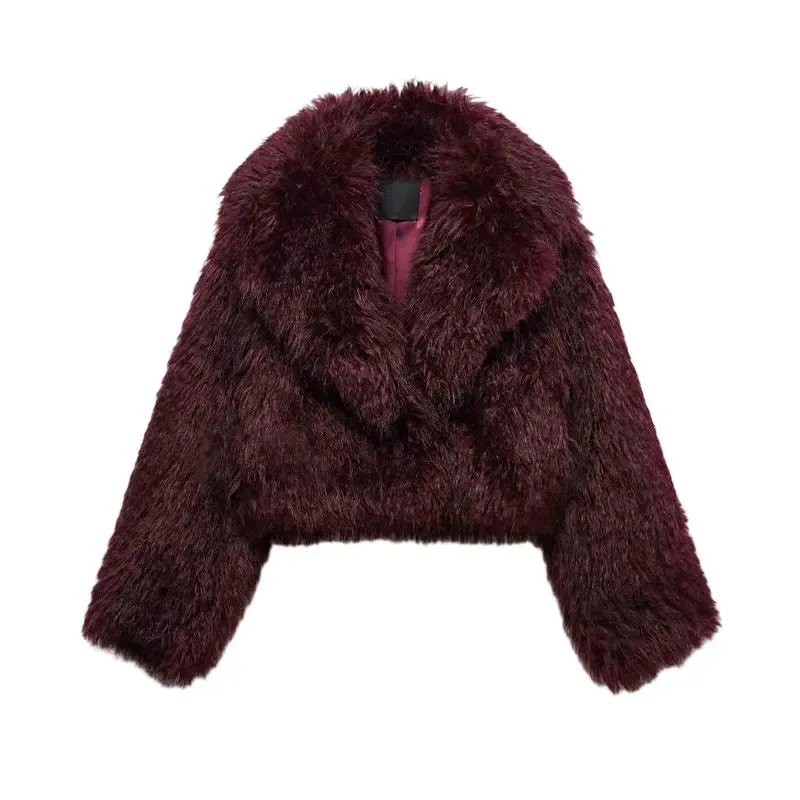 Luxury Fluffy Faux Fur Women Jacket Winter Long Sleeve Shaggy Overcoats Thick Warm Fox Fur Coat Female Street Outerwear