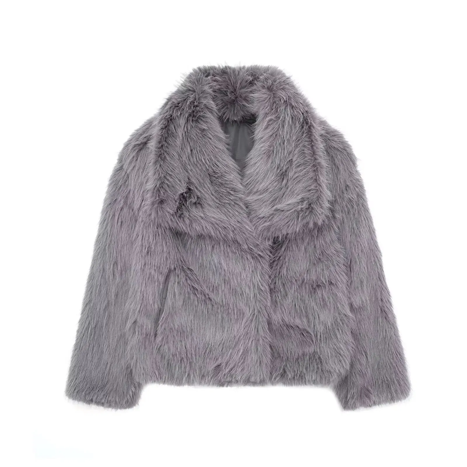 Luxury Fluffy Faux Fur Women Jacket Winter Long Sleeve Shaggy Overcoats Thick Warm Fox Fur Coat Female Street Outerwear