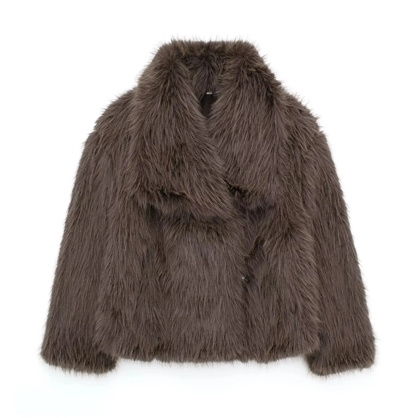 Luxury Fluffy Faux Fur Women Jacket Winter Long Sleeve Shaggy Overcoats Thick Warm Fox Fur Coat Female Street Outerwear