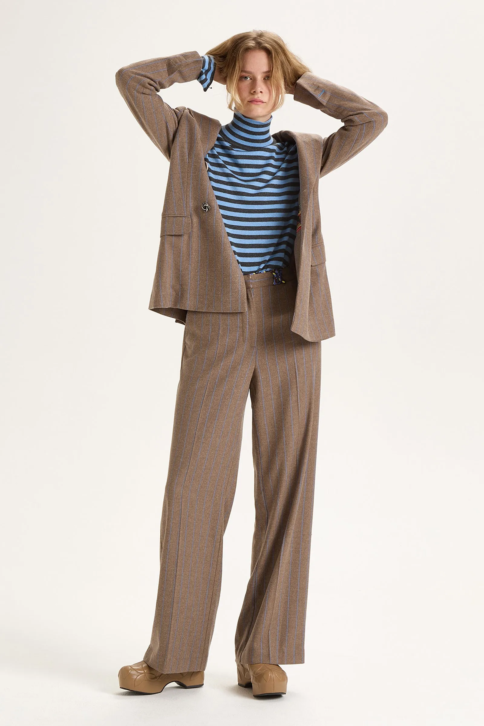 Maliparmi Pin-Stripes Grey & Blue Blazer
