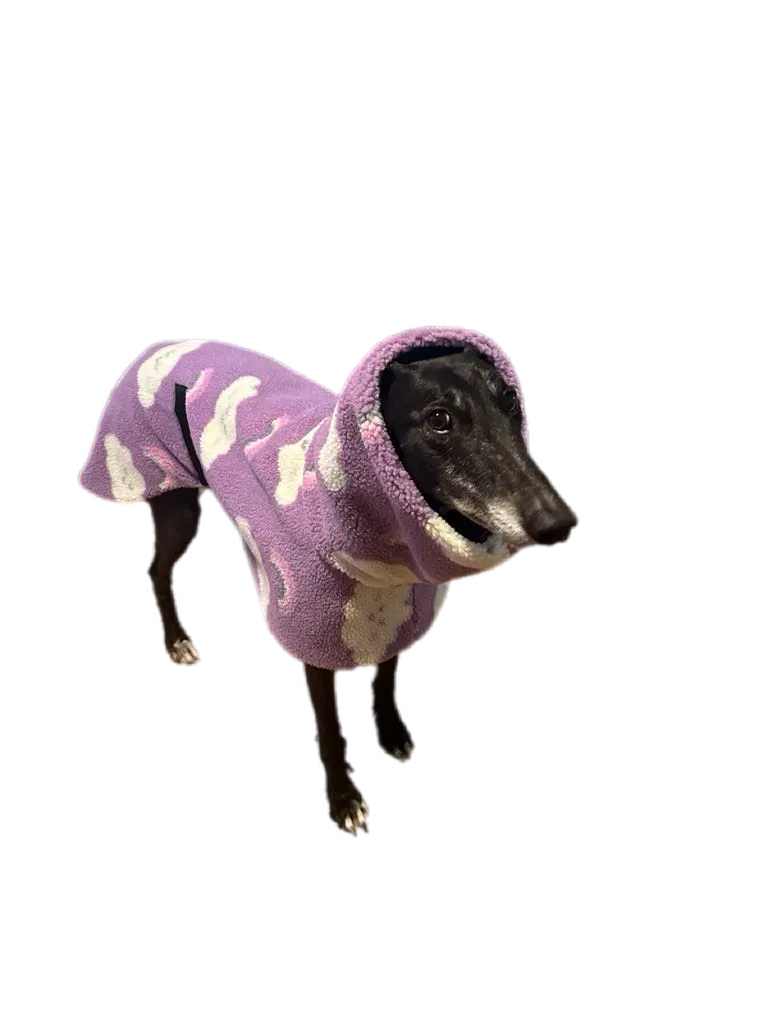 Mauve extra thick sherpa greyhound coat double polar fleece washable