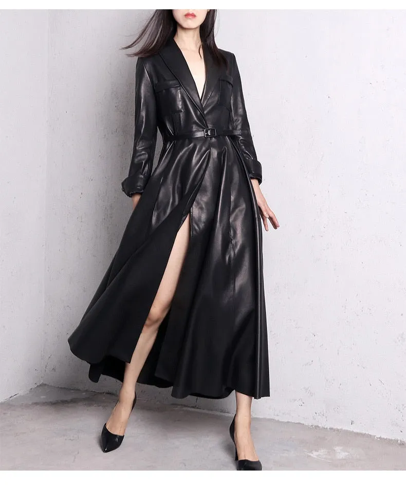 Maxi Leather Trench Coat