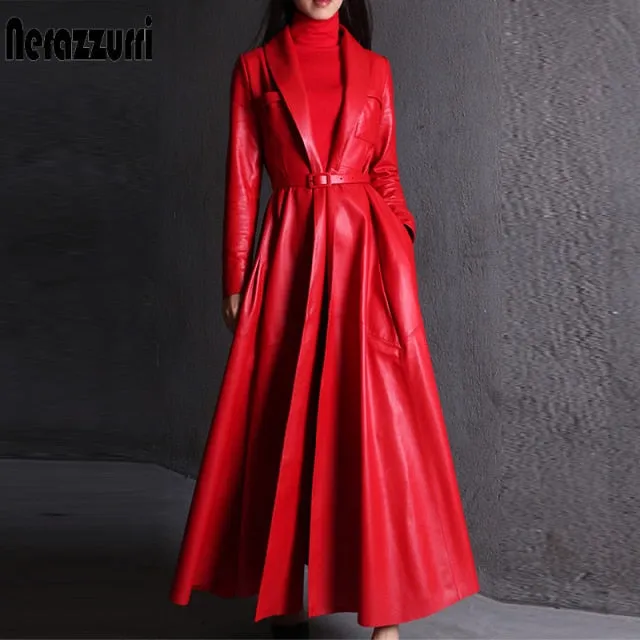 Maxi Leather Trench Coat