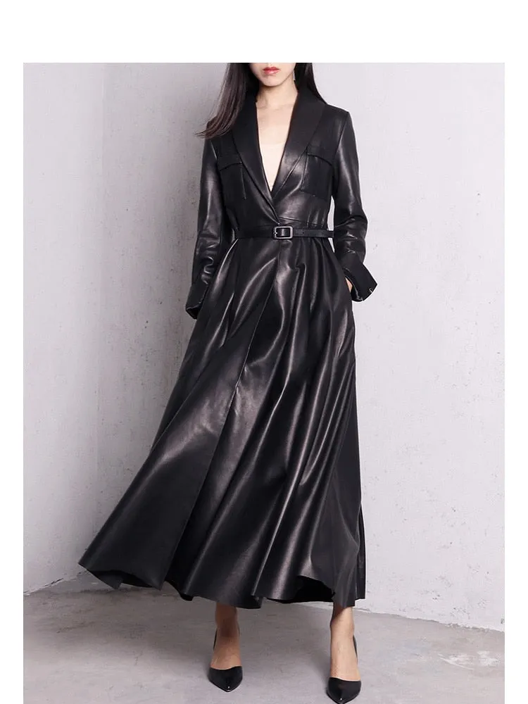 Maxi Leather Trench Coat