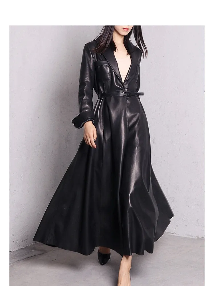 Maxi Leather Trench Coat