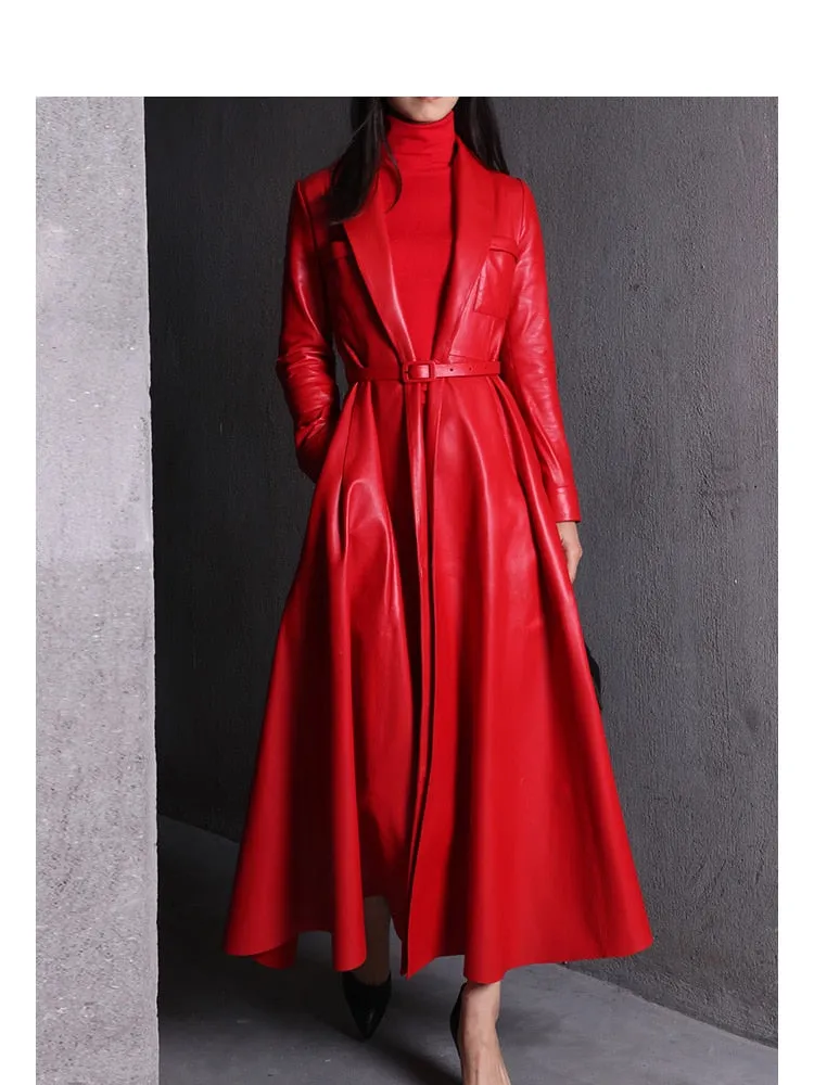 Maxi Leather Trench Coat