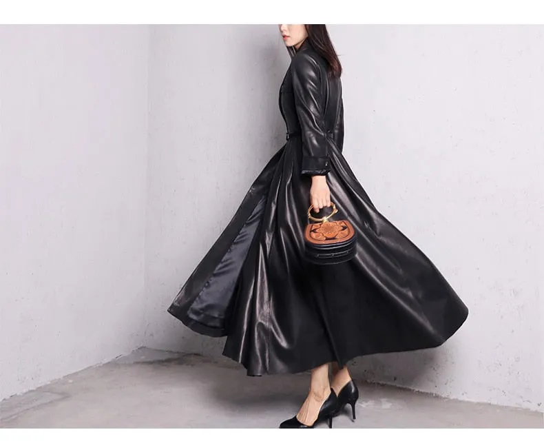 Maxi Leather Trench Coat