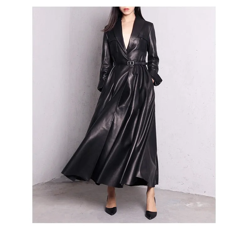 Maxi Leather Trench Coat