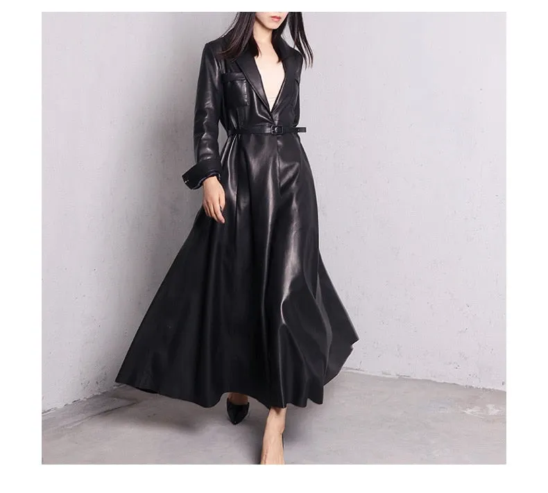 Maxi Leather Trench Coat