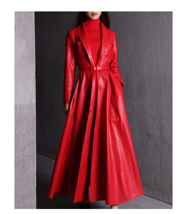 Maxi Leather Trench Coat