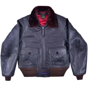 Men AN6552 Seal Brown Pilot Flying Jacket USN Real Goatskin Leather & Fur Collar
