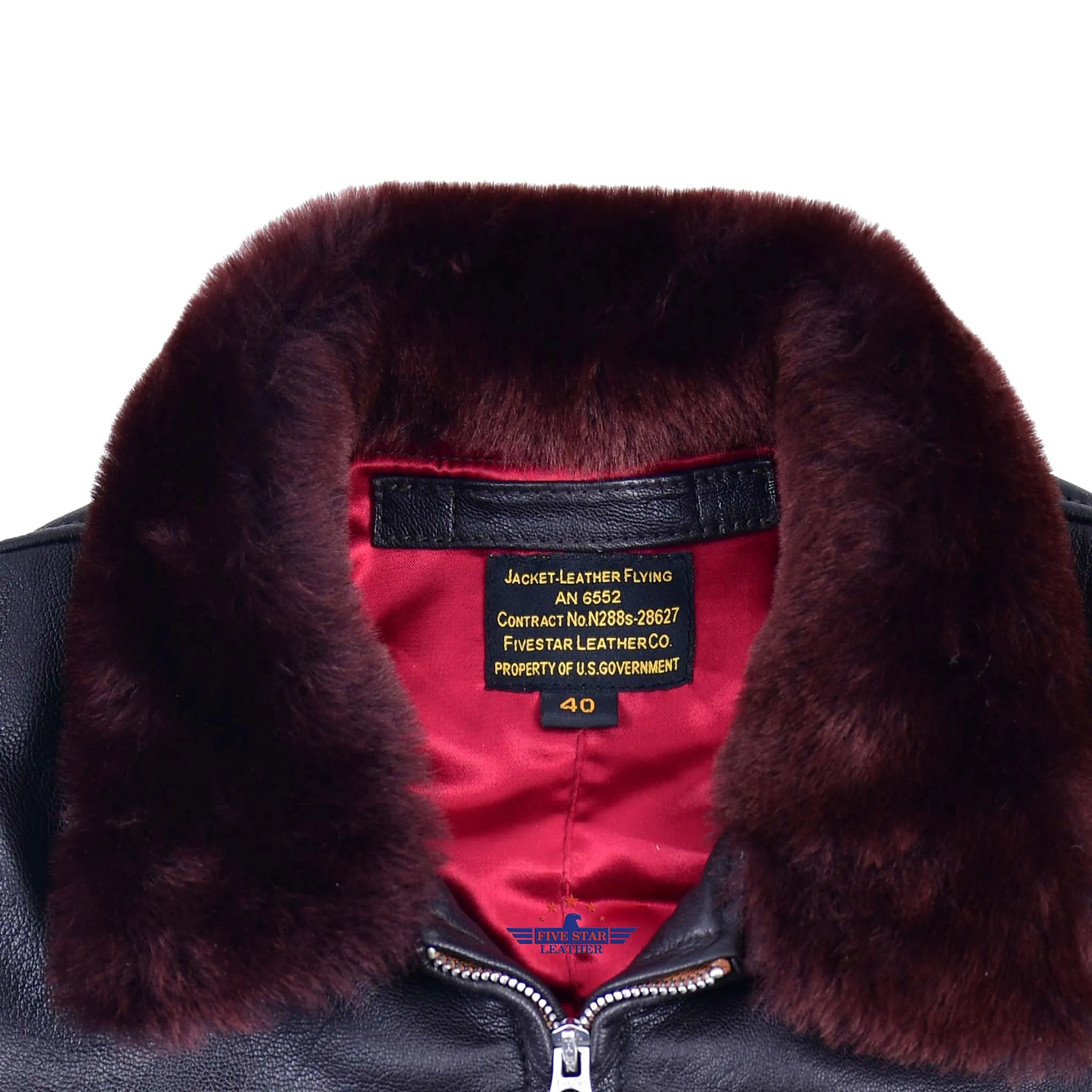 Men AN6552 Seal Brown Pilot Flying Jacket USN Real Goatskin Leather & Fur Collar