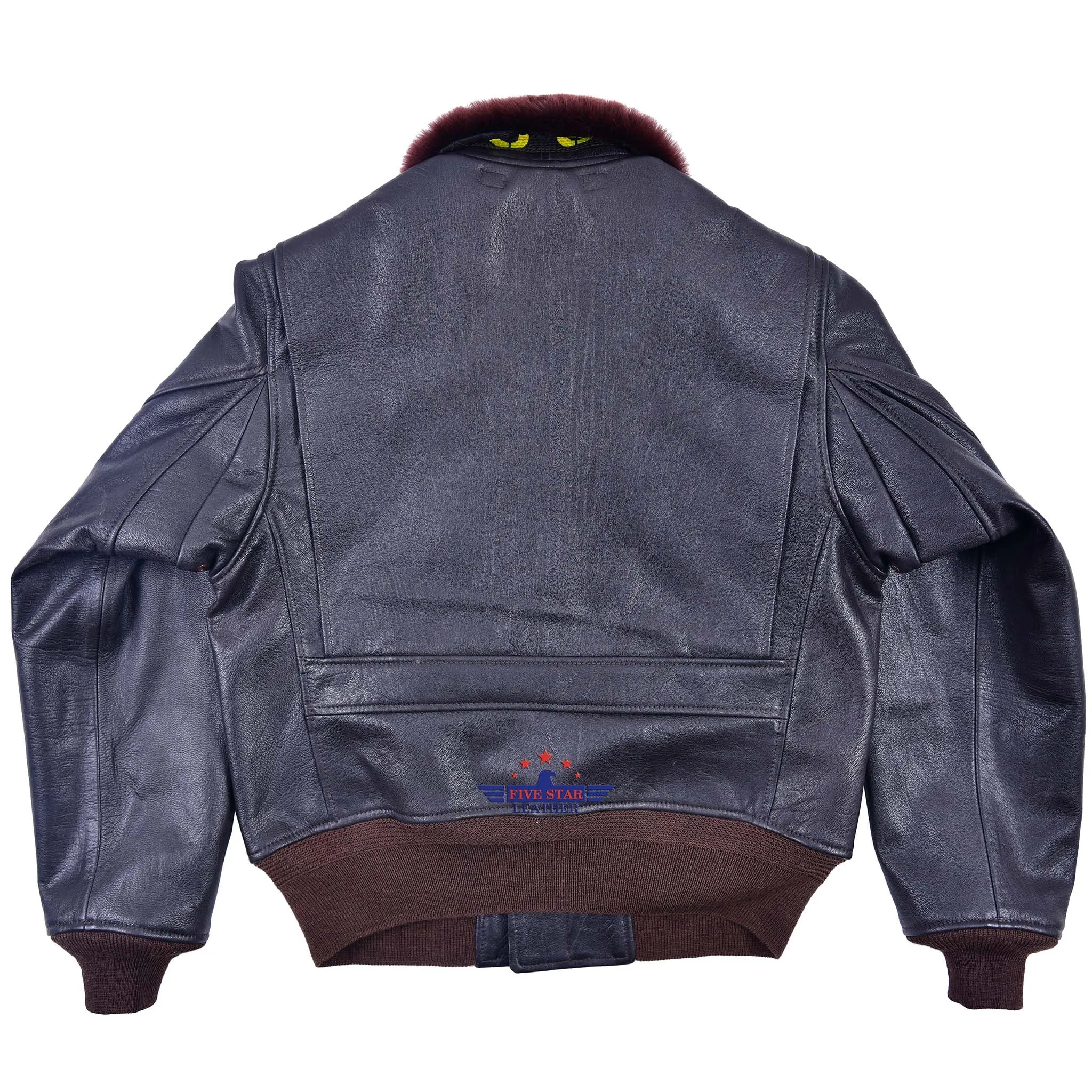 Men AN6552 Seal Brown Pilot Flying Jacket USN Real Goatskin Leather & Fur Collar