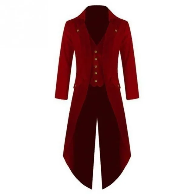 Men Plus Size Punk Gothic Tailcoat Jacket Steampunk Victorian Coat Uniform Frock Coat