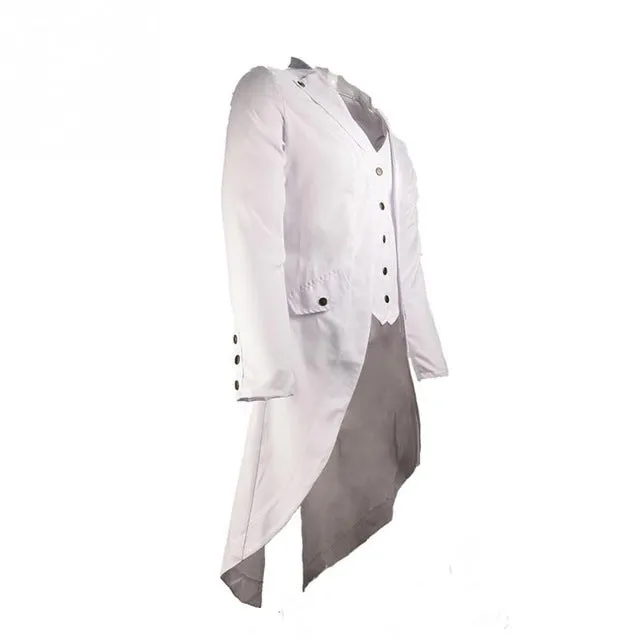 Men Plus Size Punk Gothic Tailcoat Jacket Steampunk Victorian Coat Uniform Frock Coat