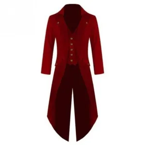 Men Plus Size Punk Gothic Tailcoat Jacket Steampunk Victorian Coat Uniform Frock Coat