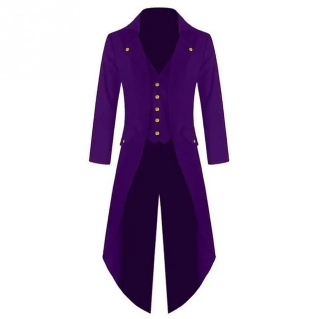 Men Plus Size Punk Gothic Tailcoat Jacket Steampunk Victorian Coat Uniform Frock Coat