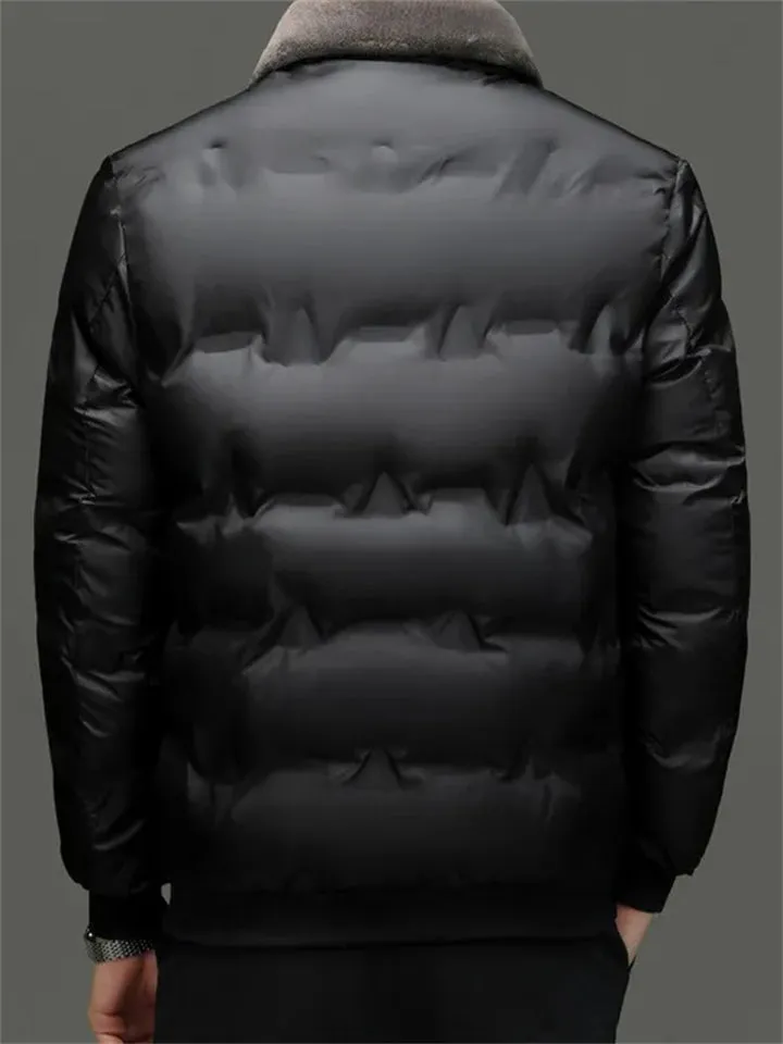 Men's Bee Letter Badge Fur Collar Down Coats