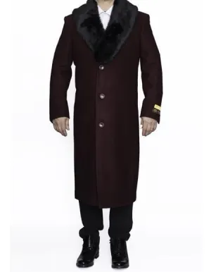 Men's Big And Tall  Overcoat Long Men's Dress Topcoat -  Winter coat 4XL 5XL 6XL Burgundy ~ Wine ~ Maroon