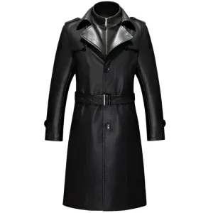 Men's Casual Waterproof Leather Overcoat