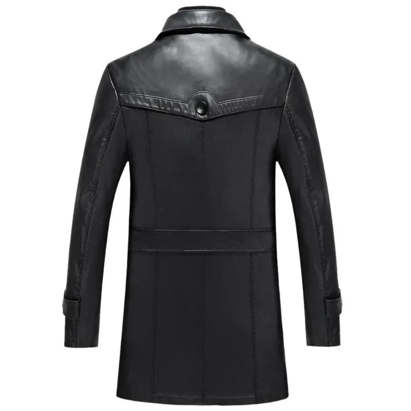 Men's Casual Waterproof Leather Overcoat