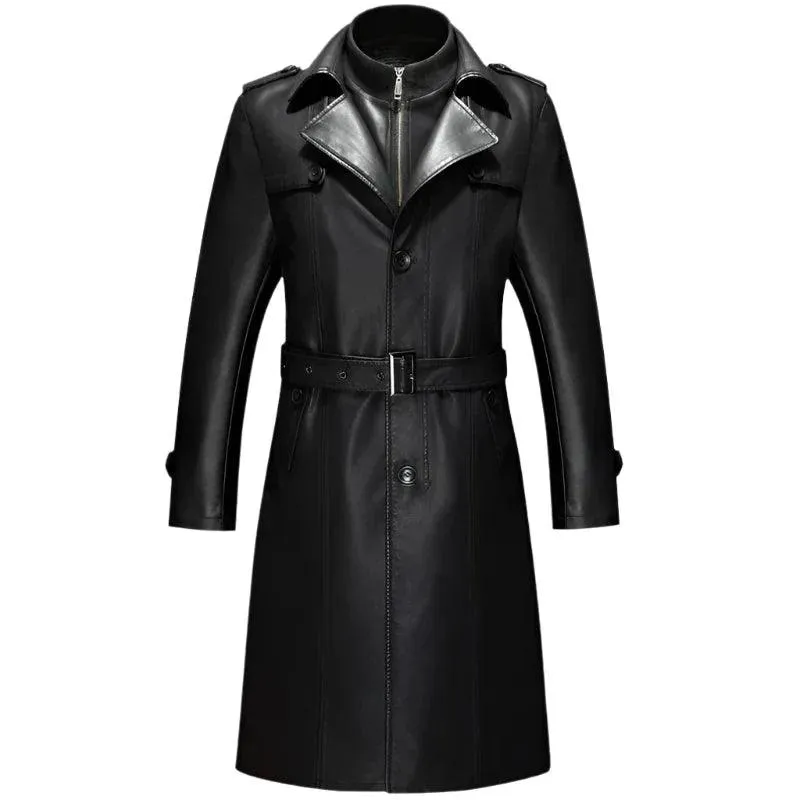 Men's Casual Waterproof Leather Overcoat