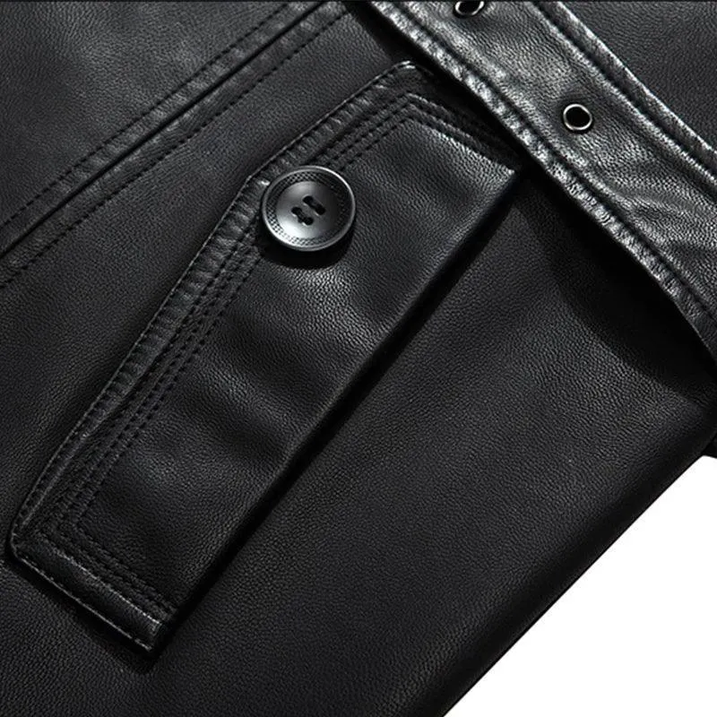 Men's Casual Waterproof Leather Overcoat