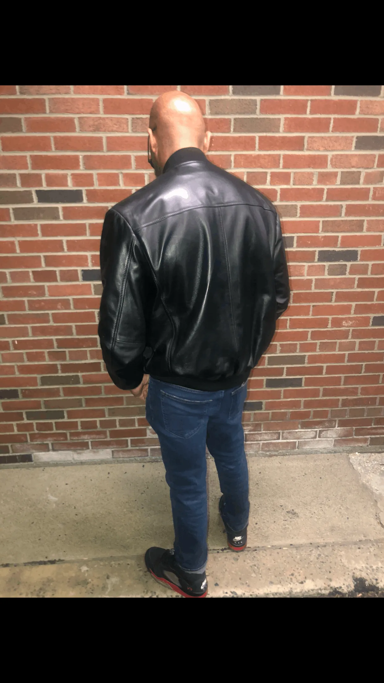 Men's Custom Made Black Persian Lamb Jacket with Black Leather Sleeves