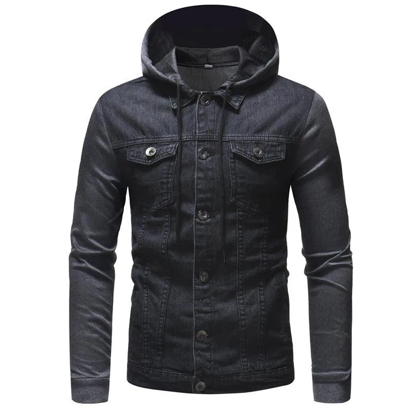 Men's Denim Slim -Fit Casual Hooded