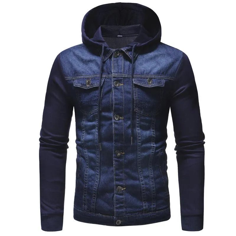 Men's Denim Slim -Fit Casual Hooded