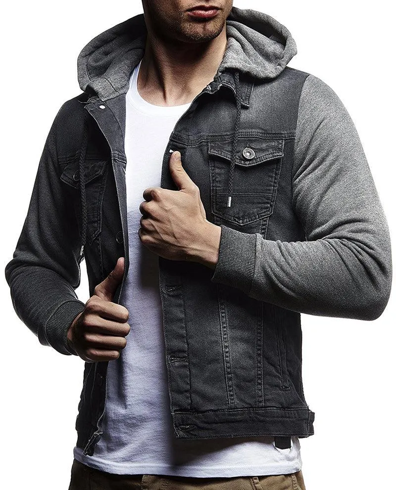 Men's Denim Slim -Fit Casual Hooded