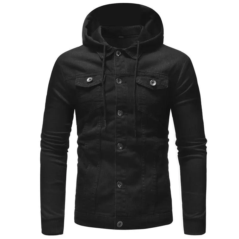 Men's Denim Slim -Fit Casual Hooded