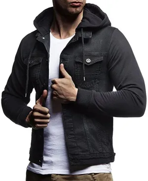 Men's Denim Slim -Fit Casual Hooded