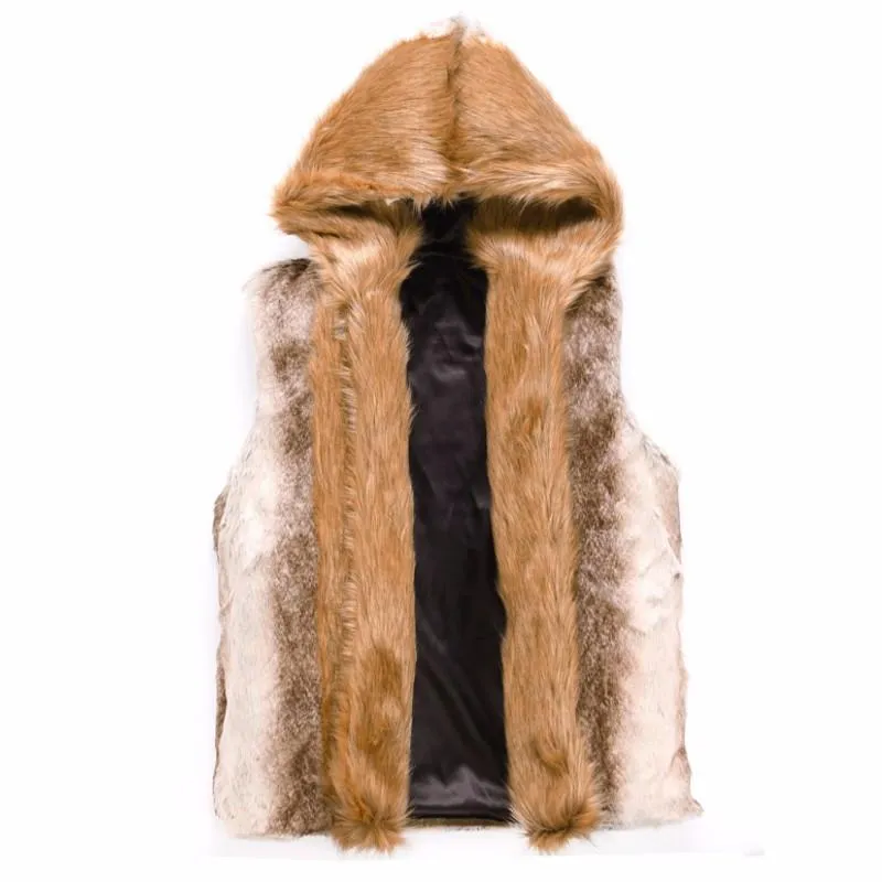 Men's Fashion Soft Faux Luxury Fur Coat