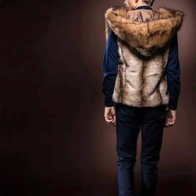 Men's Fashion Soft Faux Luxury Fur Coat