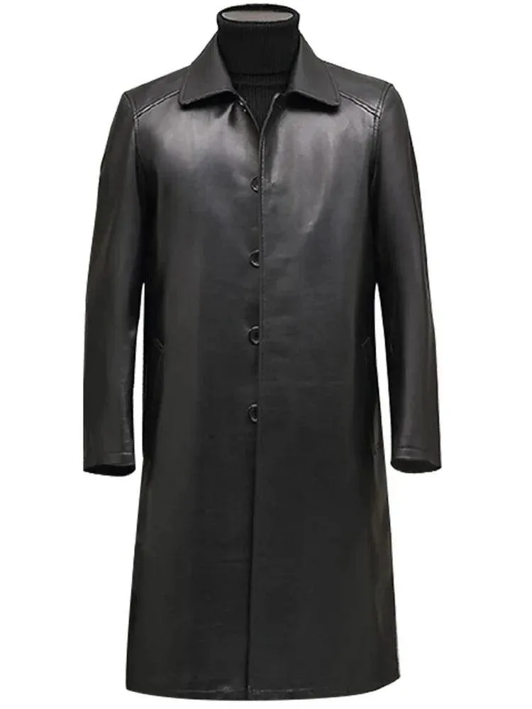 Men's Luxury Leather Overcoat