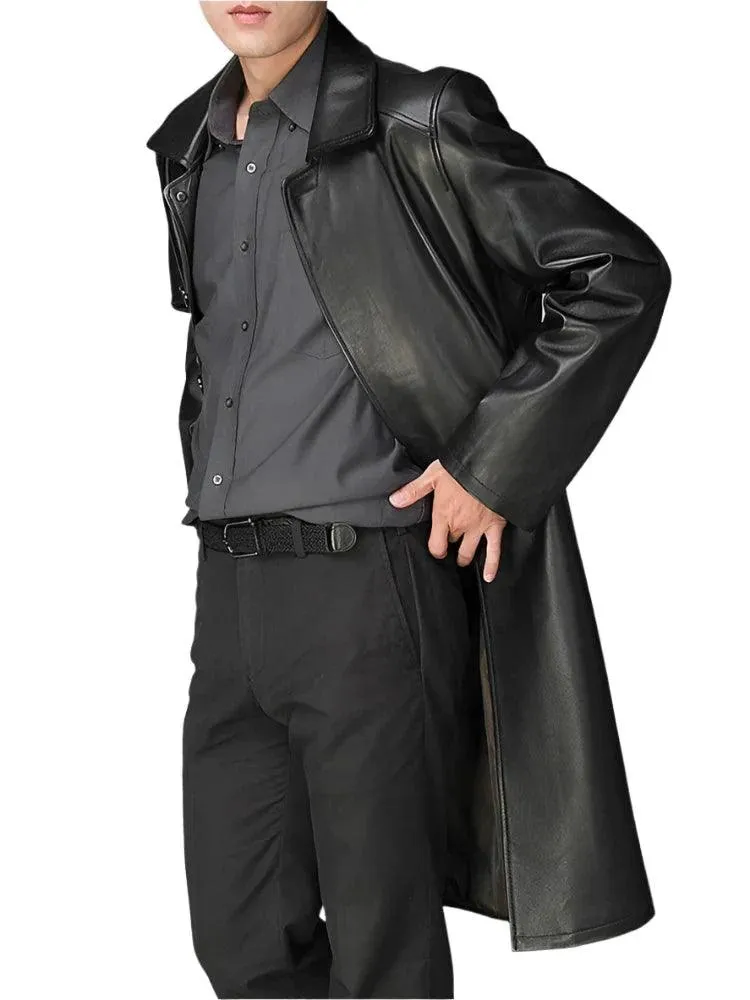 Men's Luxury Leather Overcoat