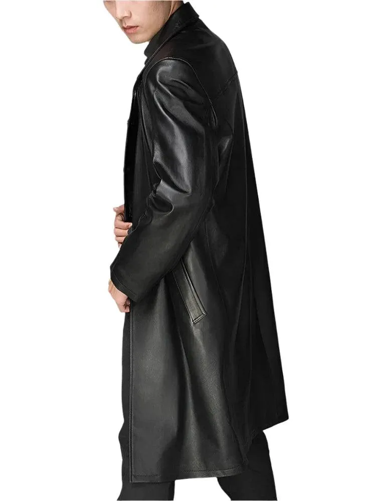 Men's Luxury Leather Overcoat