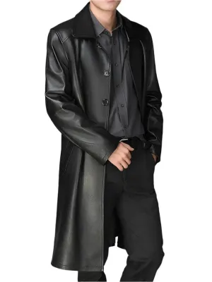 Men's Luxury Leather Overcoat