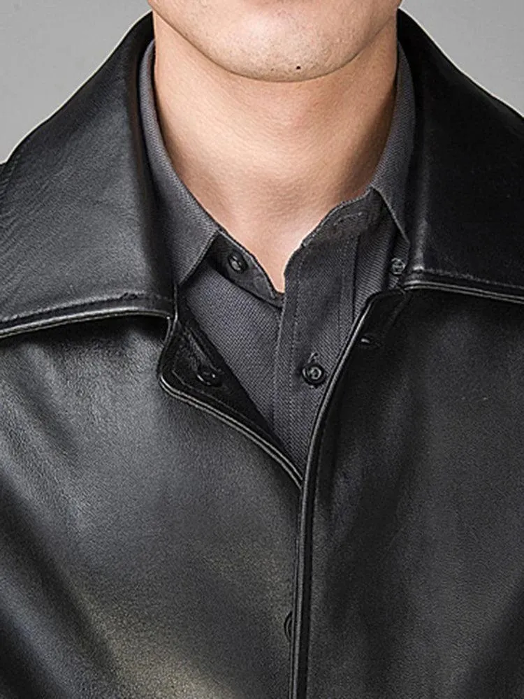 Men's Luxury Leather Overcoat