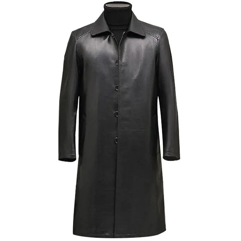 Men's Luxury Leather Overcoat