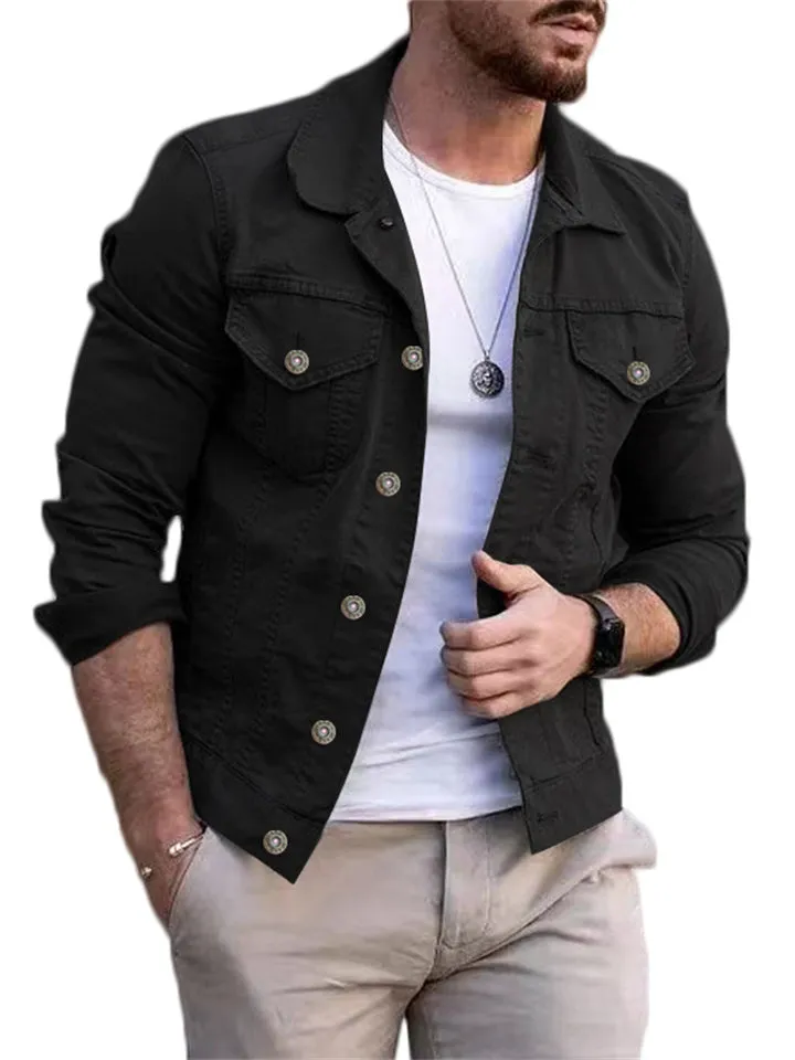 Men's Slim Fit Long Sleeve Casual Denim Jackets