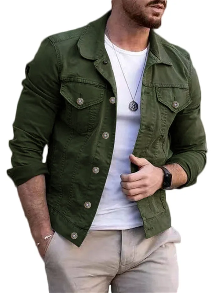 Men's Slim Fit Long Sleeve Casual Denim Jackets