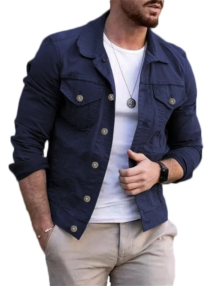 Men's Slim Fit Long Sleeve Casual Denim Jackets