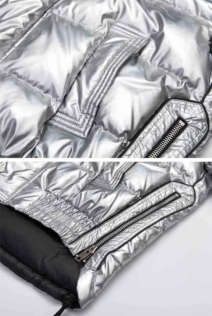 Metallic Loose Mid-Length Down Bubble Coat