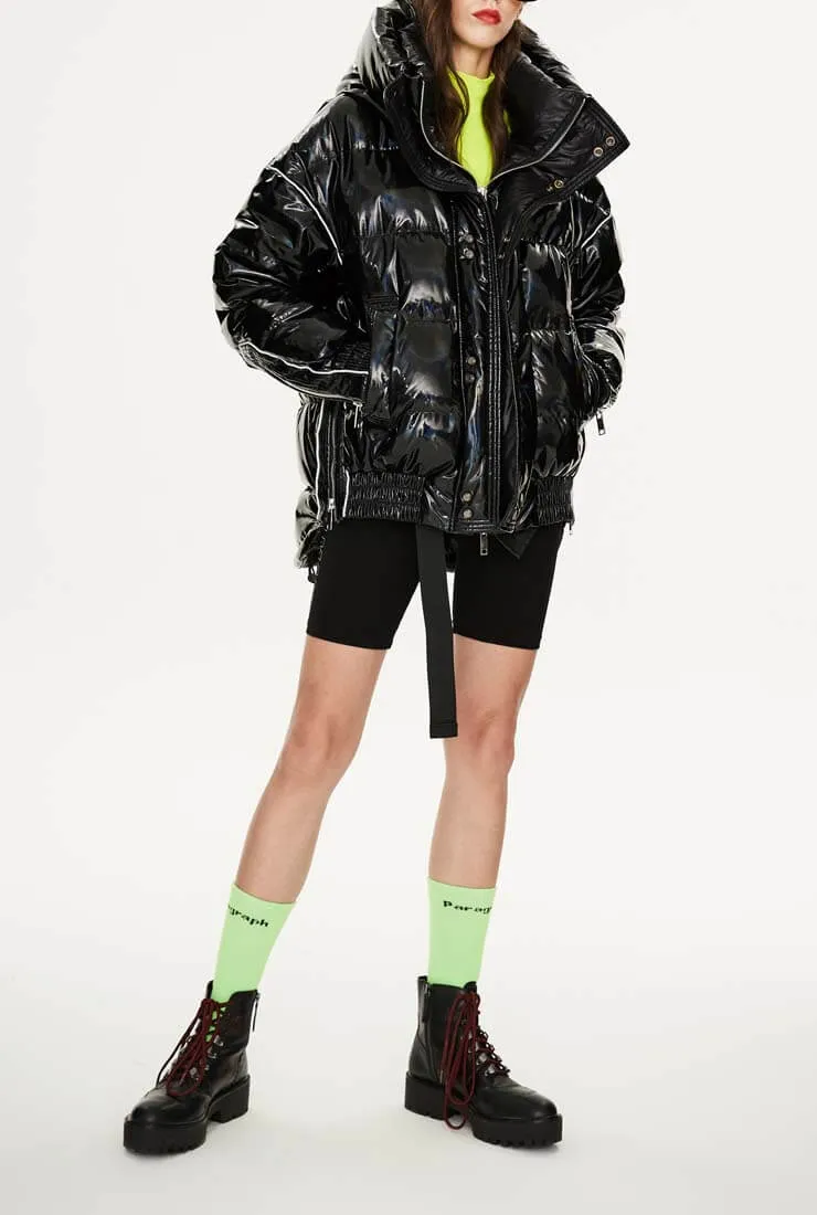 Metallic Loose Mid-Length Down Bubble Coat