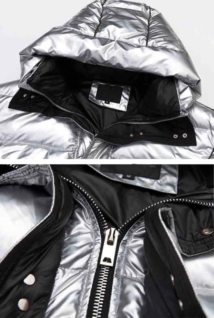 Metallic Loose Mid-Length Down Bubble Coat