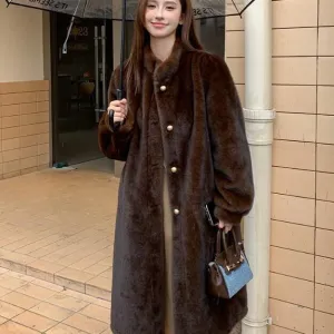 Mid-ancient Long Mink Environmental Protection Purple Velvet Whole Mink Marten Overcoats