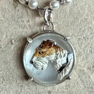 Mother of Pearl IntaglioTerrier Necklace